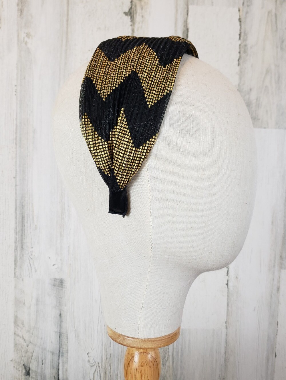 Black & Gold Chevron Metallic Headband